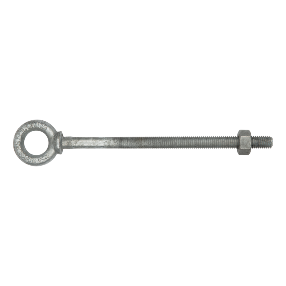 Galvanized forged eye bolt with shoulder and nut for secure fastening in hardware and fasteners collections