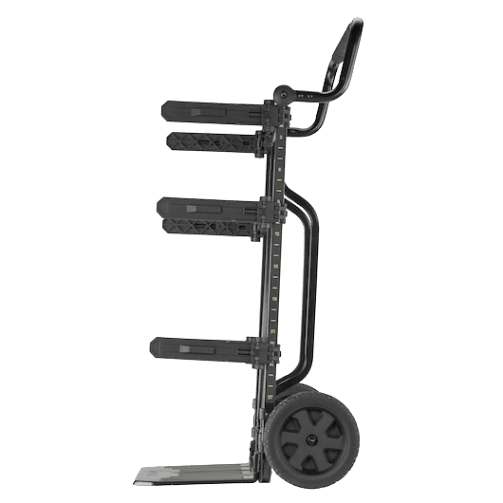 Black heavy-duty rolling tool carrier with reinforced handle and grip mounts for transporting ToughSystem® storage cases