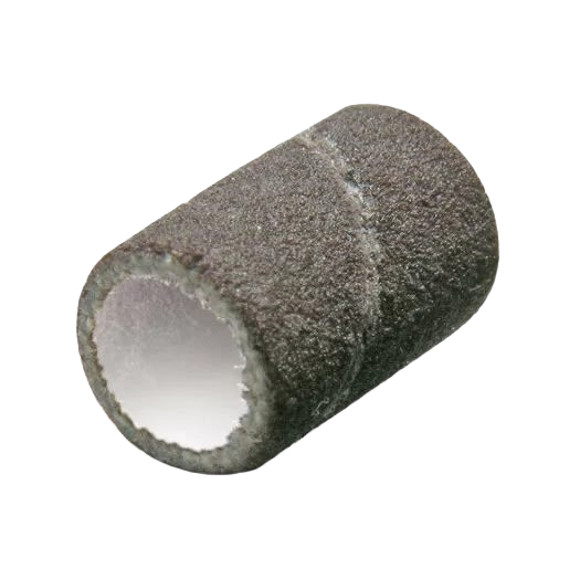 Close-up of a coarse grit sanding band for rotary tools used in home improvement and crafting tasks