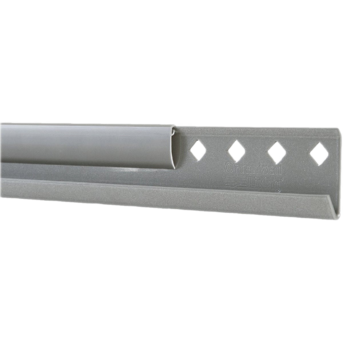 Nickel finish heavy-gauge steel hanging rail with secure rosette anchor for Storage & Organization and Dorm use