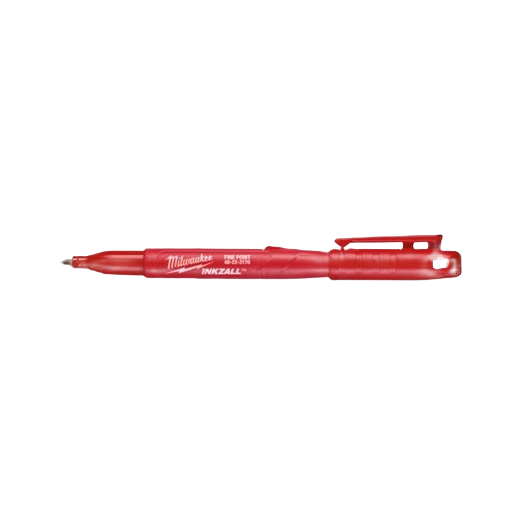 Red fine-point jobsite marker pen designed for woodworking and measuring tasks in home improvement tools collections