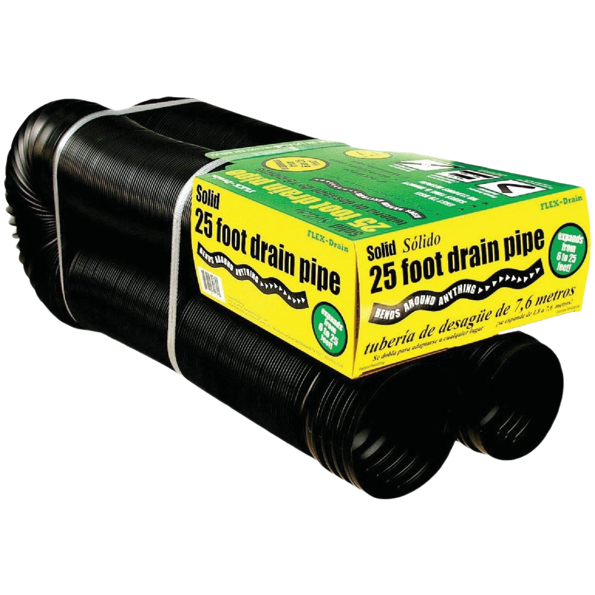 Flexible black corrugated solid drain pipe, expandable design, for plumbing and home improvement use under $50 collections