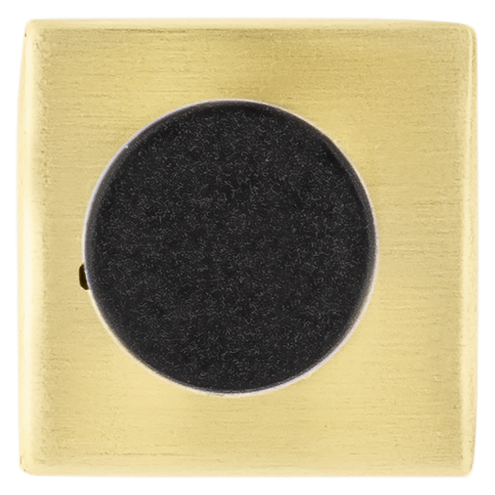 Square brushed gold metal door stop with black rubber cushion for wall protection in door accessories under $50 collections