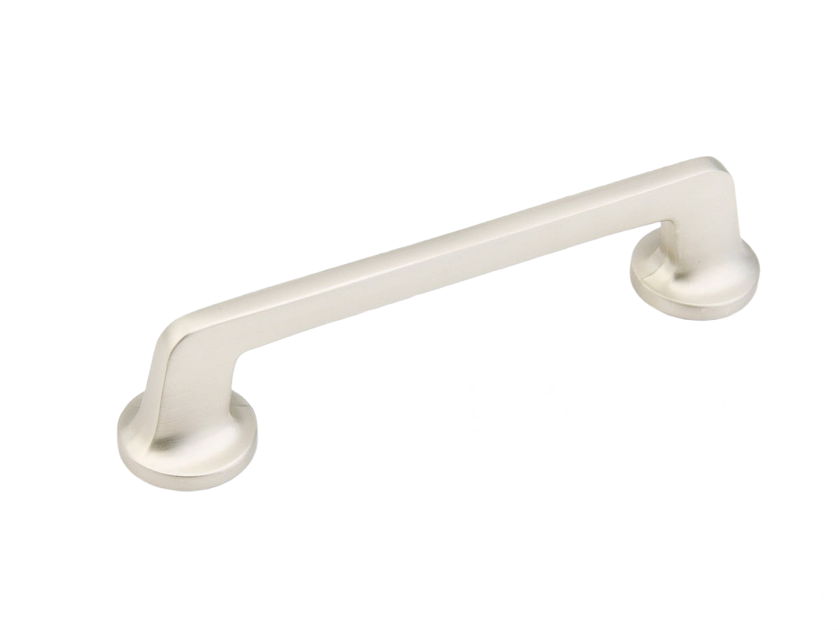 Satin nickel 5-inch zinc cabinet pull with modern transitional design for Hardware and Furniture Accessories collections