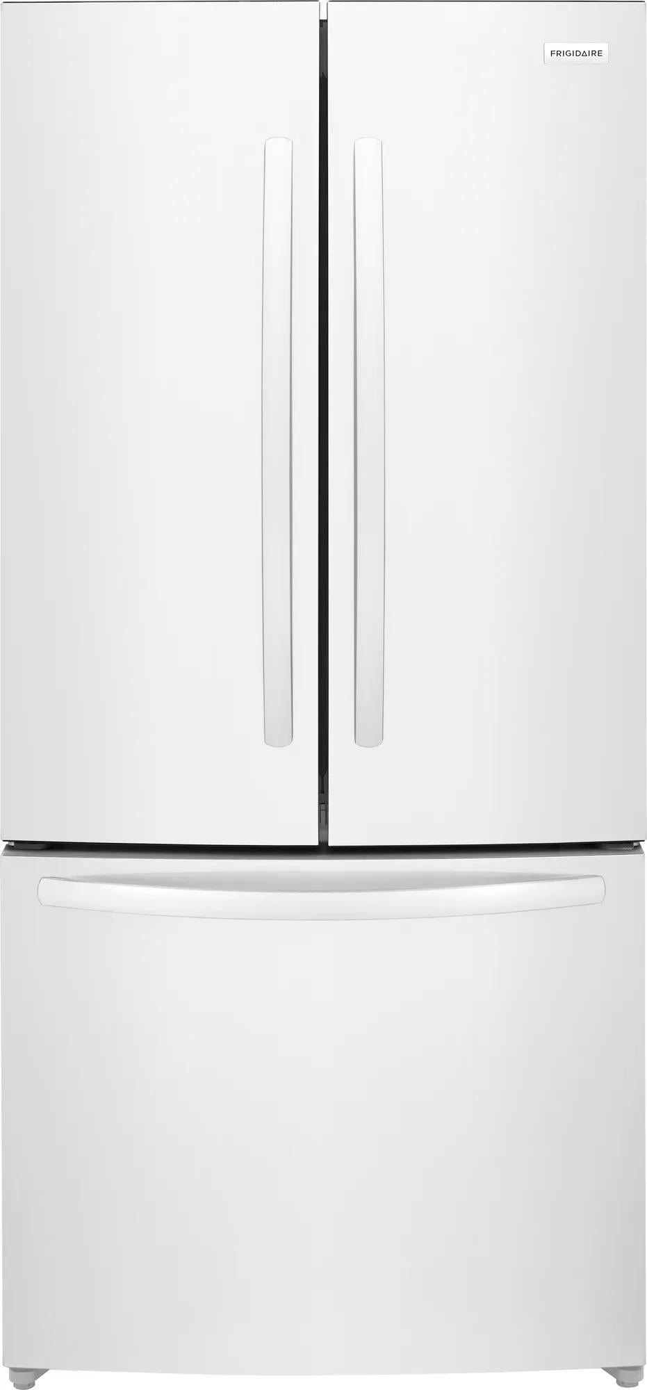 Freestanding white French door refrigerator with bottom freezer drawer from kitchen appliances and French door collection