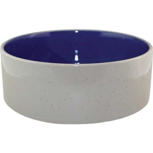 Blue glazed ceramic pet bowl with speckled white exterior for feeding small pets in pet and animal collections under $50