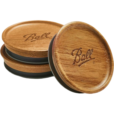 Set of three wooden jar lids with silicone sealing rings for kitchenware and home storage under $50 collection
