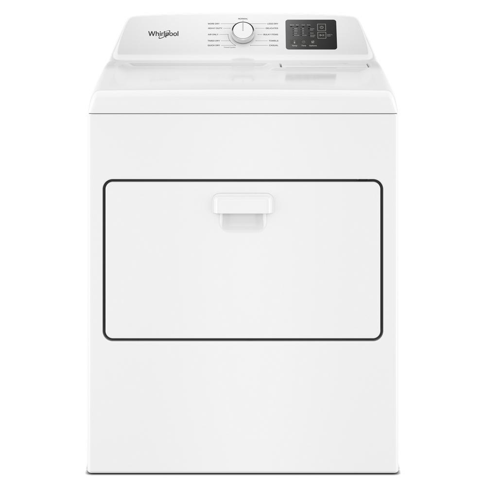 White vented gas dryer with top load door, control knob, and digital display from Dryers and Appliances collections