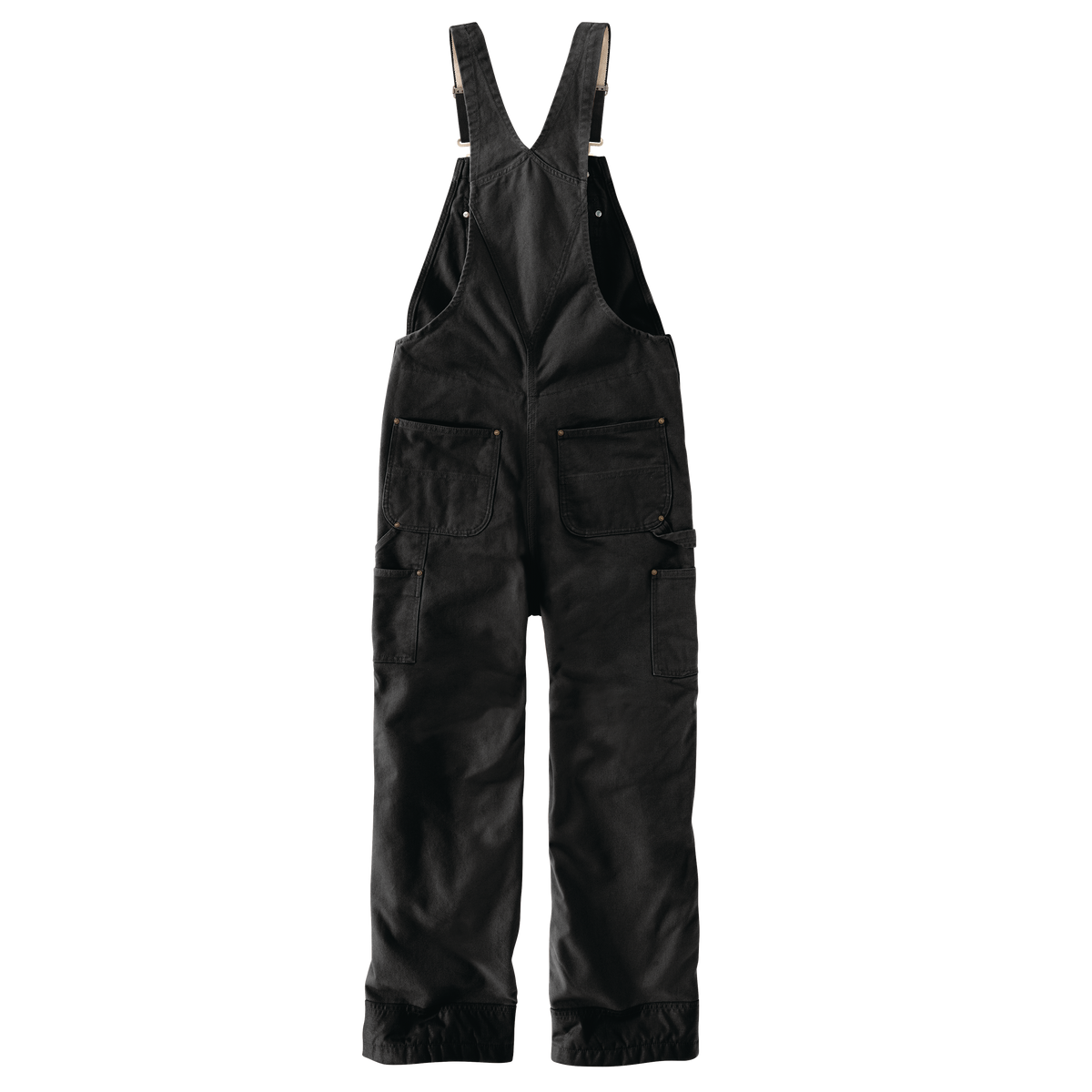 Carhartt Washed Duck Insulated Bib Overall - Black, 2XL