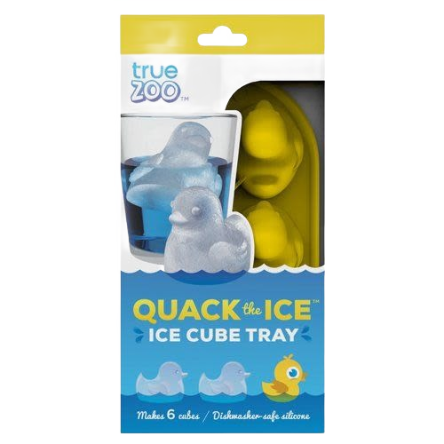 Yellow silicone ice tray molding six clear duck-shaped ice cubes for kitchen gadgets and kitchenware under $50 collections