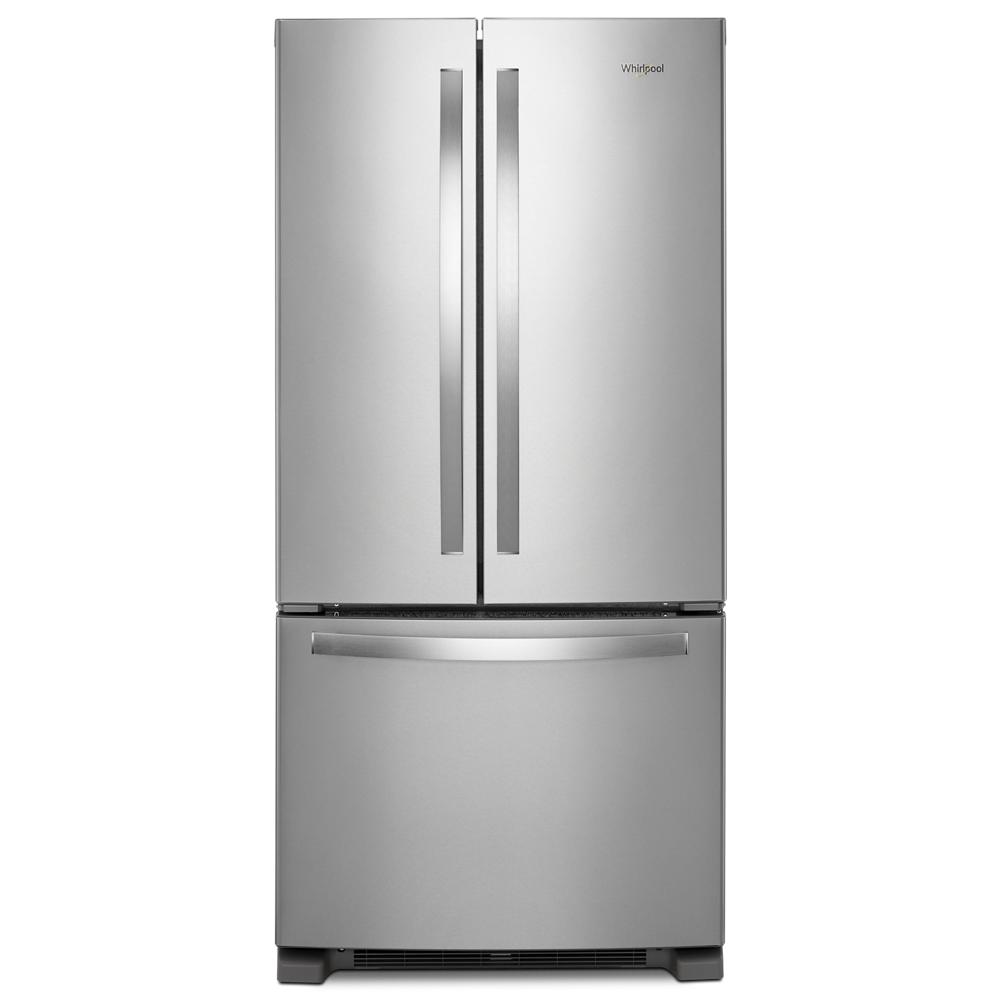 33-inch wide stainless steel French door refrigerator with bottom freezer from kitchen appliances collection