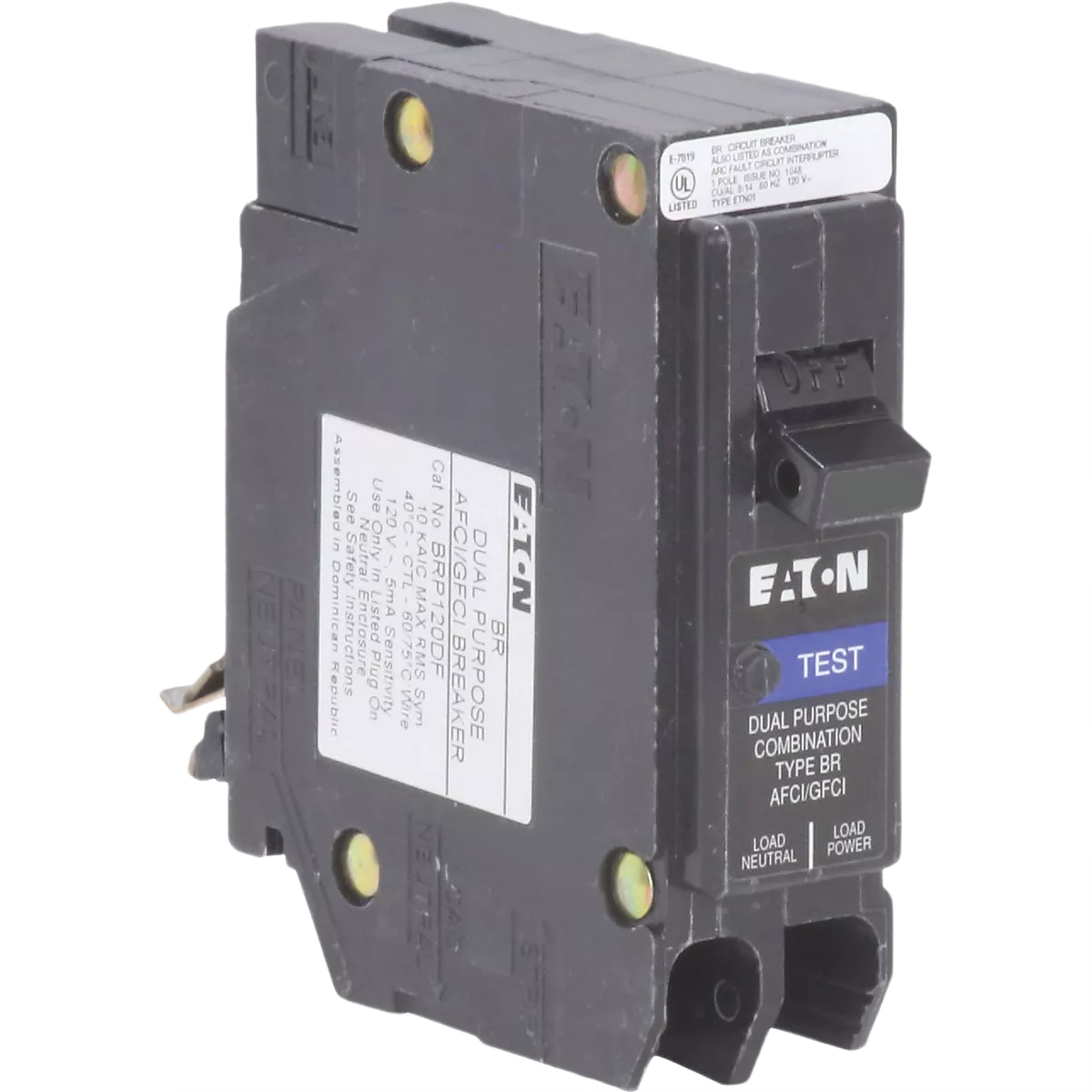 Single-pole electrical circuit breaker with test button for home improvement in breakers and electrical collections under $100