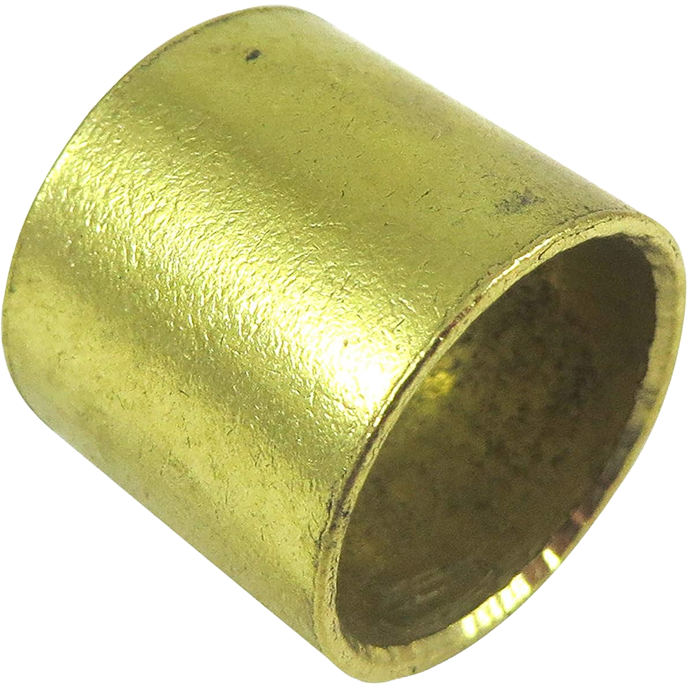 Short brass ferrule with smooth surface for reinforcing woodworking and home improvement tools and handles