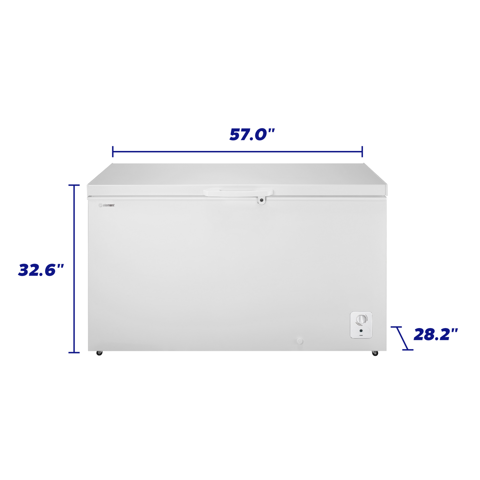White chest freezer with lock and temperature control knob in freezers and kitchen appliances collection