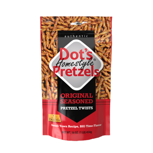 16 oz bag of originally seasoned pretzel twists with a savory blend in the Chips & Snacks food category