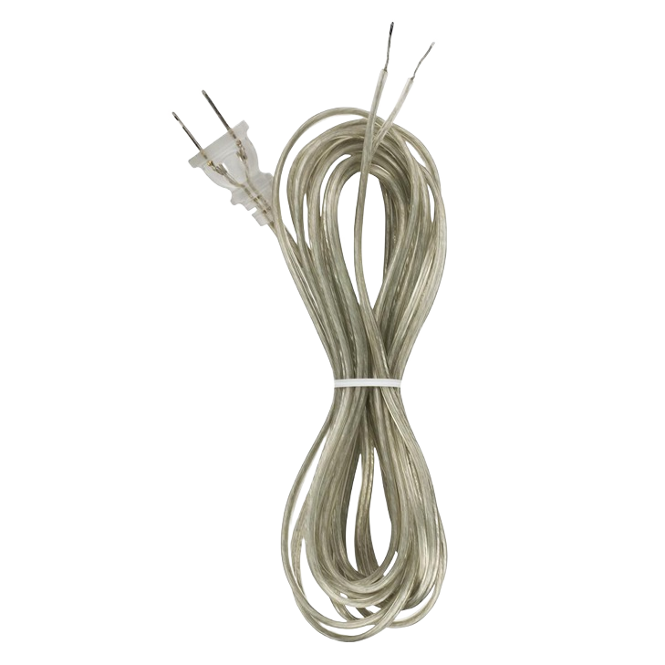 15-foot silver electrical cord set with plug and stripped wire ends for lighting and lamp accessories collections