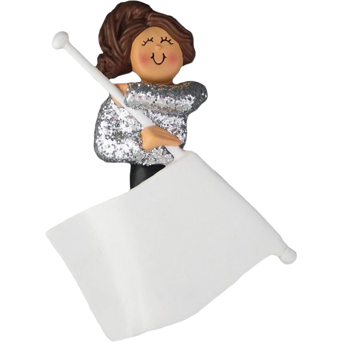 Ornament Central Personalized Brunette Female Flag Girl Ornament