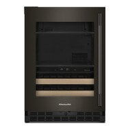 4.8 Cu. Ft. 24-Inch Beverage Center with Left Door Swing and 14-Wine Bottle Capacity with Wood-Front Racks in Black Ore