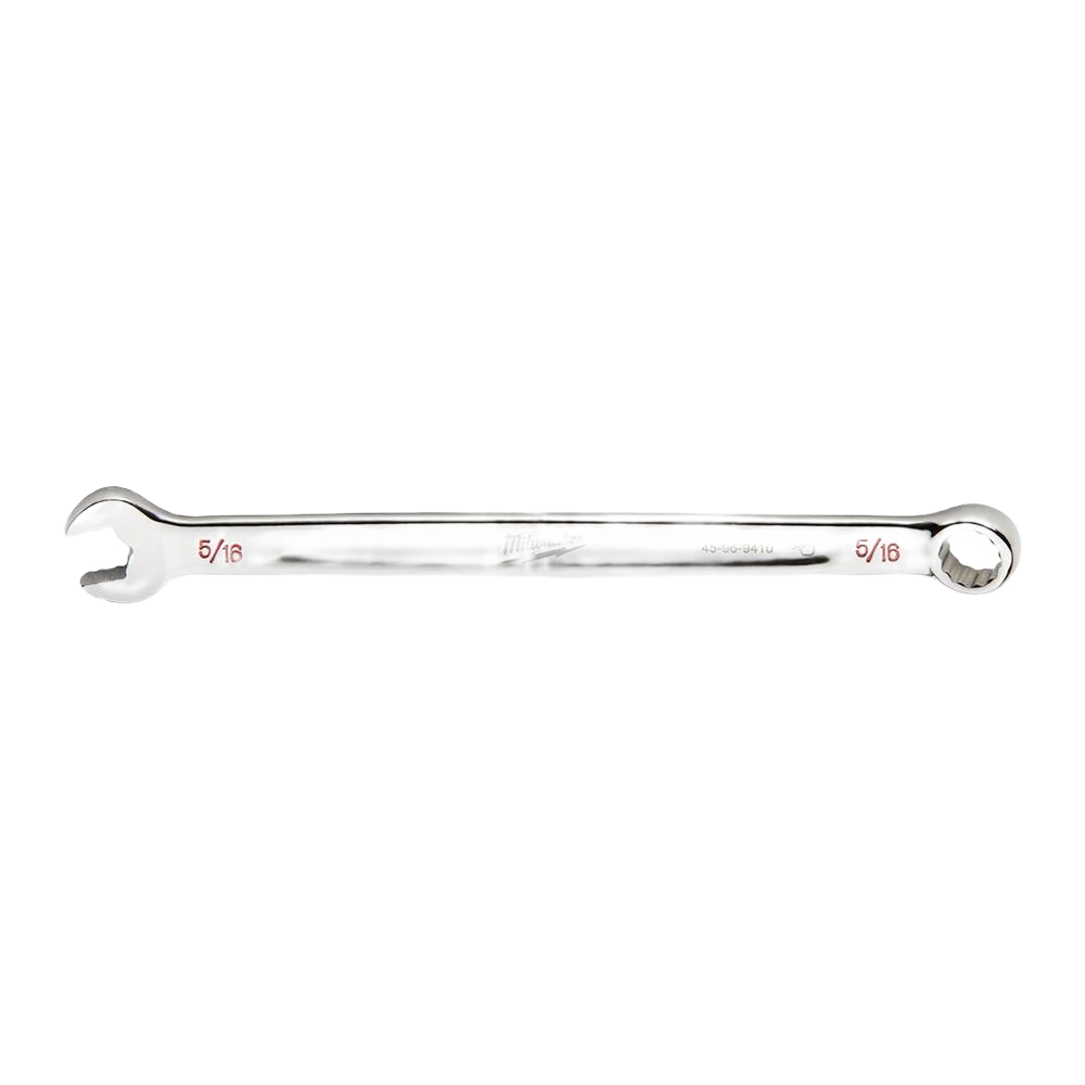 Polished steel 5/16 SAE combination wrench with open and boxed ends for precision fastening in home improvement tools