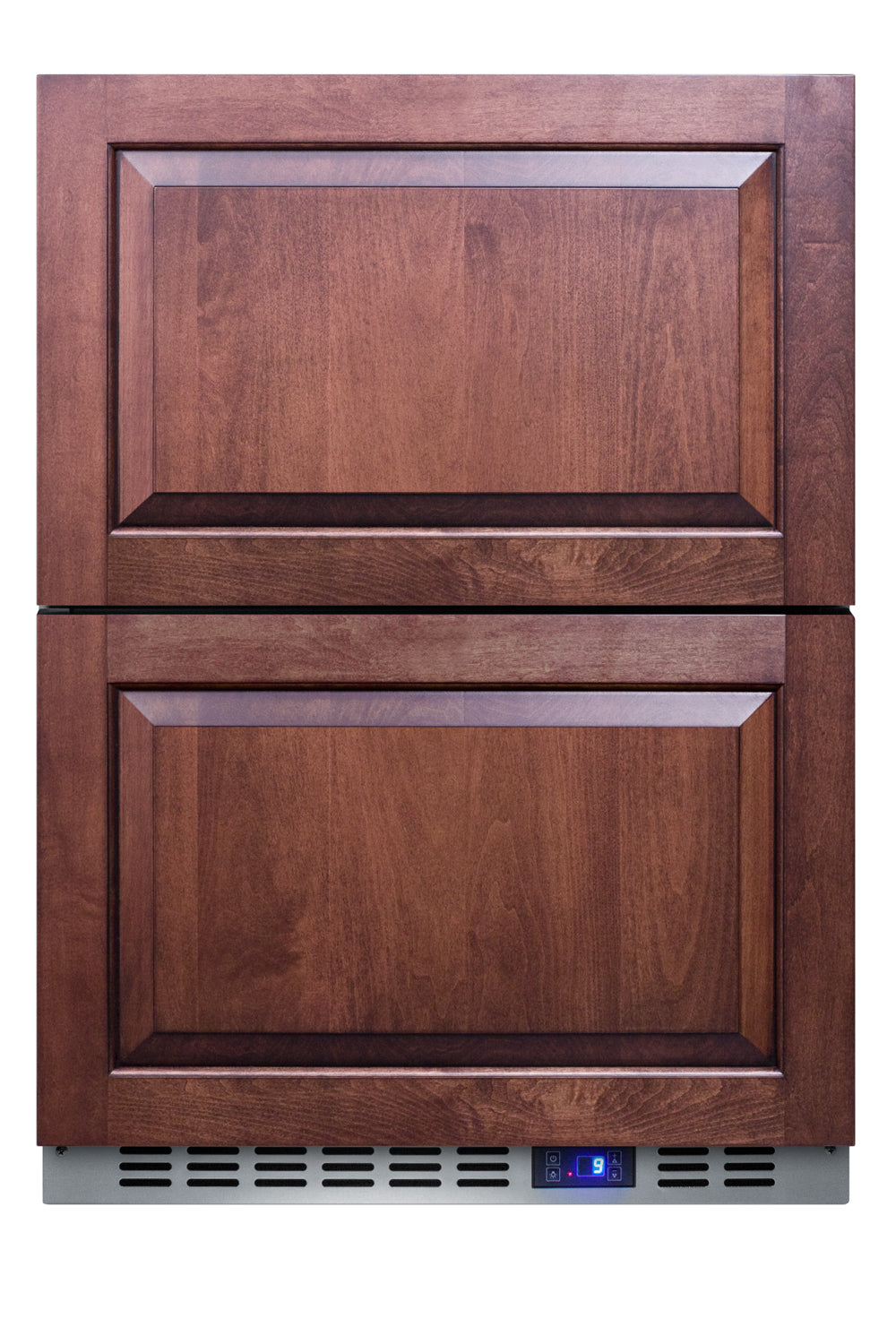 Built-in two-drawer all-freezer with wood-paneled fronts and digital temperature display in Freezers & Ice Makers collection