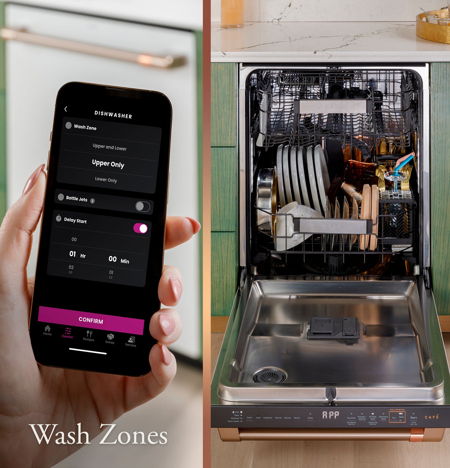 CAFÉ™ CustomFit ENERGY STAR Stainless Interior Smart Dishwasher with Ultra Wash Top Rack and Dual Convection Ultra Dry, LED Lights, 39 dBA