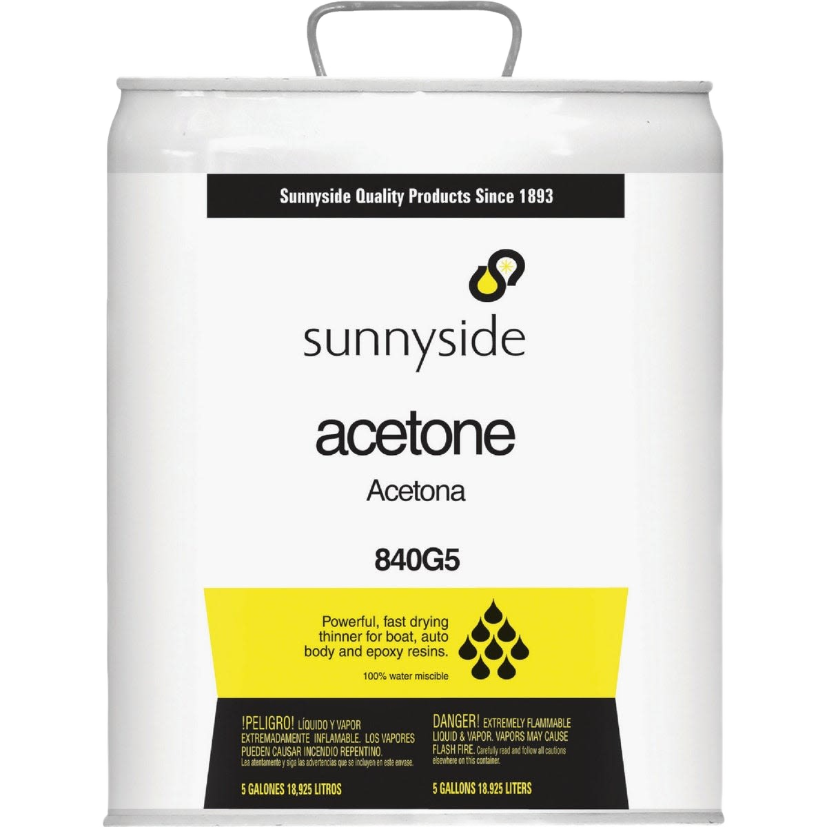 5-gallon container of fast-drying acetone solvent for paint and supplies in home improvement tools collection