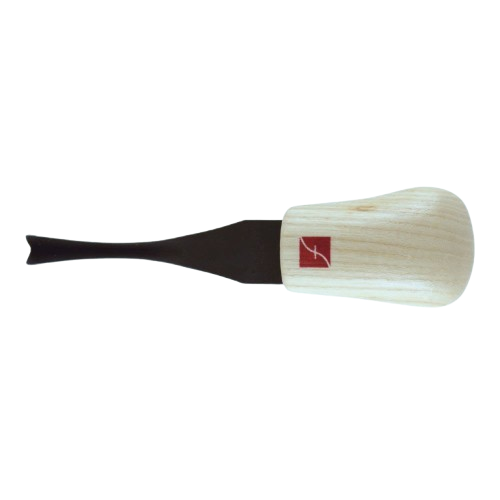 Palm carving V-tool with wooden handle and sharp angled blade for precision woodwork and home improvement tasks