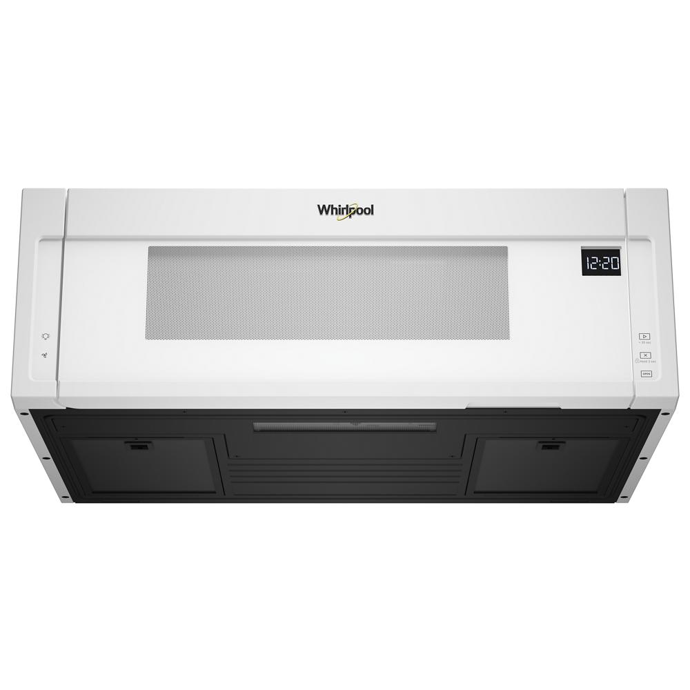 White low profile microwave hood combination with digital clock display and venting filters, part of Over the Range Microwaves, Kitchen & Kitchenware, All Products, and Appliances collections.