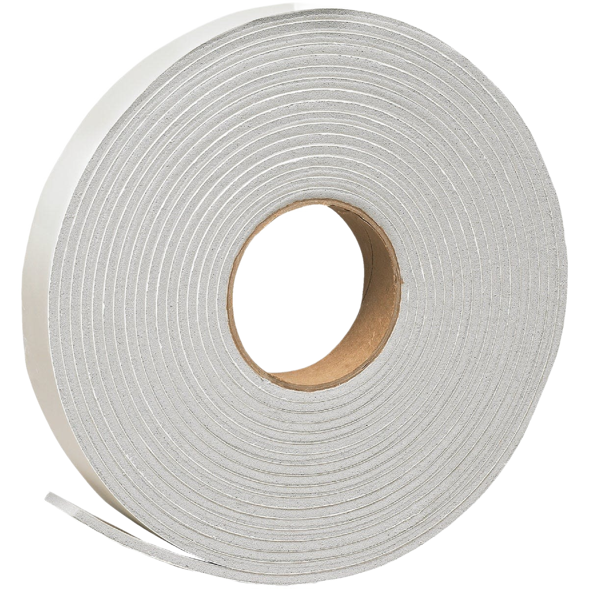 Roll of gray closed-cell vinyl foam tape for cushioning and sealing in hardware and home improvement projects