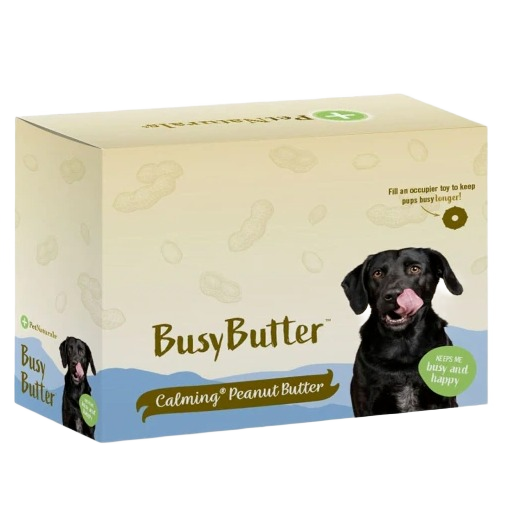 Box of calming peanut butter dog treat for anxiety relief in pet supplies and dog food collections under $50