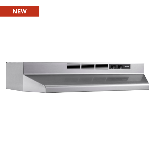 Under-cabinet stainless steel range hood with 2-speed rocker controls and built-in light for kitchen appliances collection