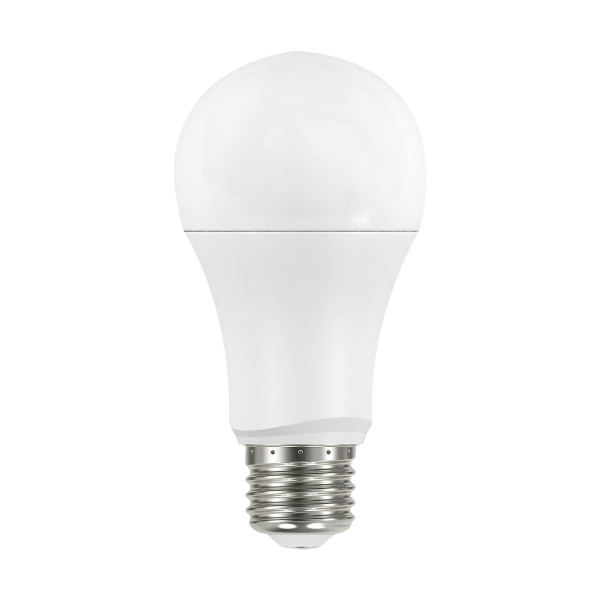 White A19 LED light bulb with medium screw base designed for energy-efficient home lighting applications