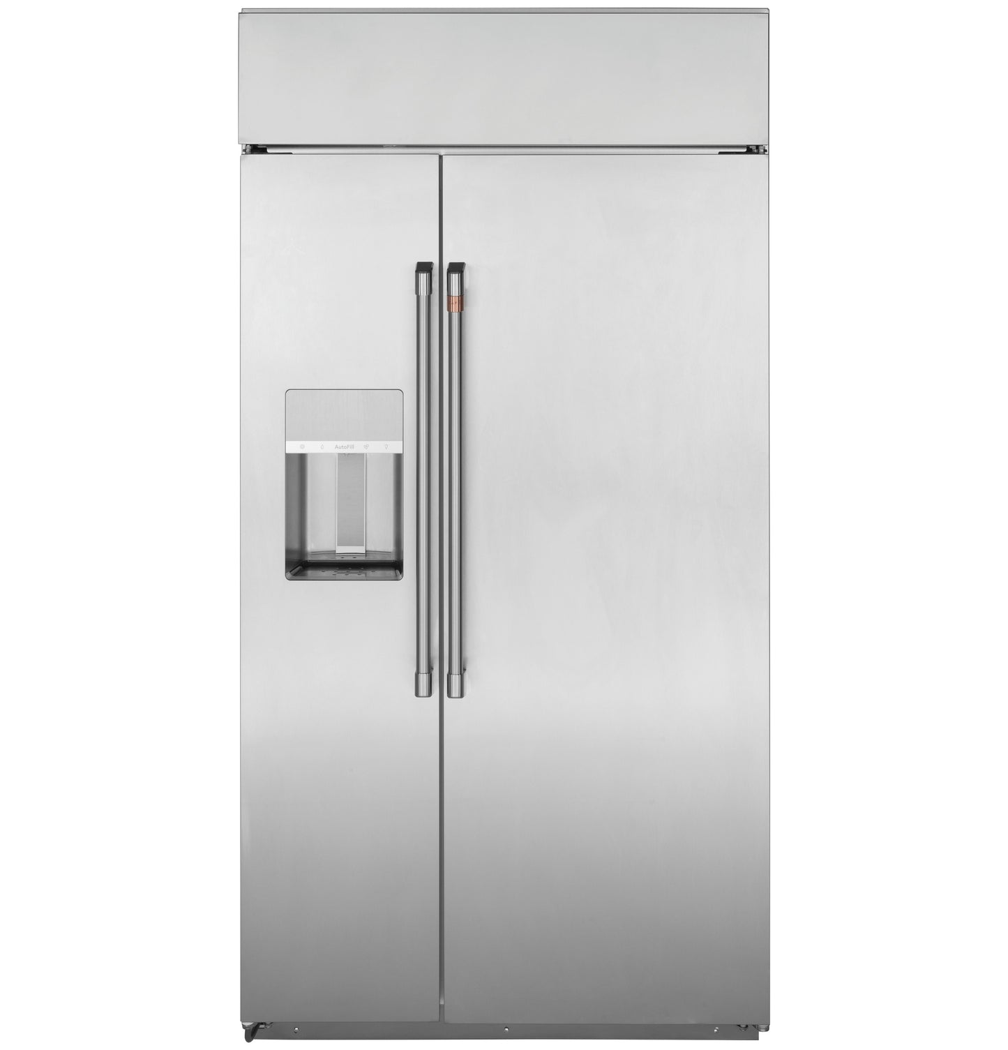 Built-in stainless steel side-by-side refrigerator with water dispenser for kitchen and appliance collections