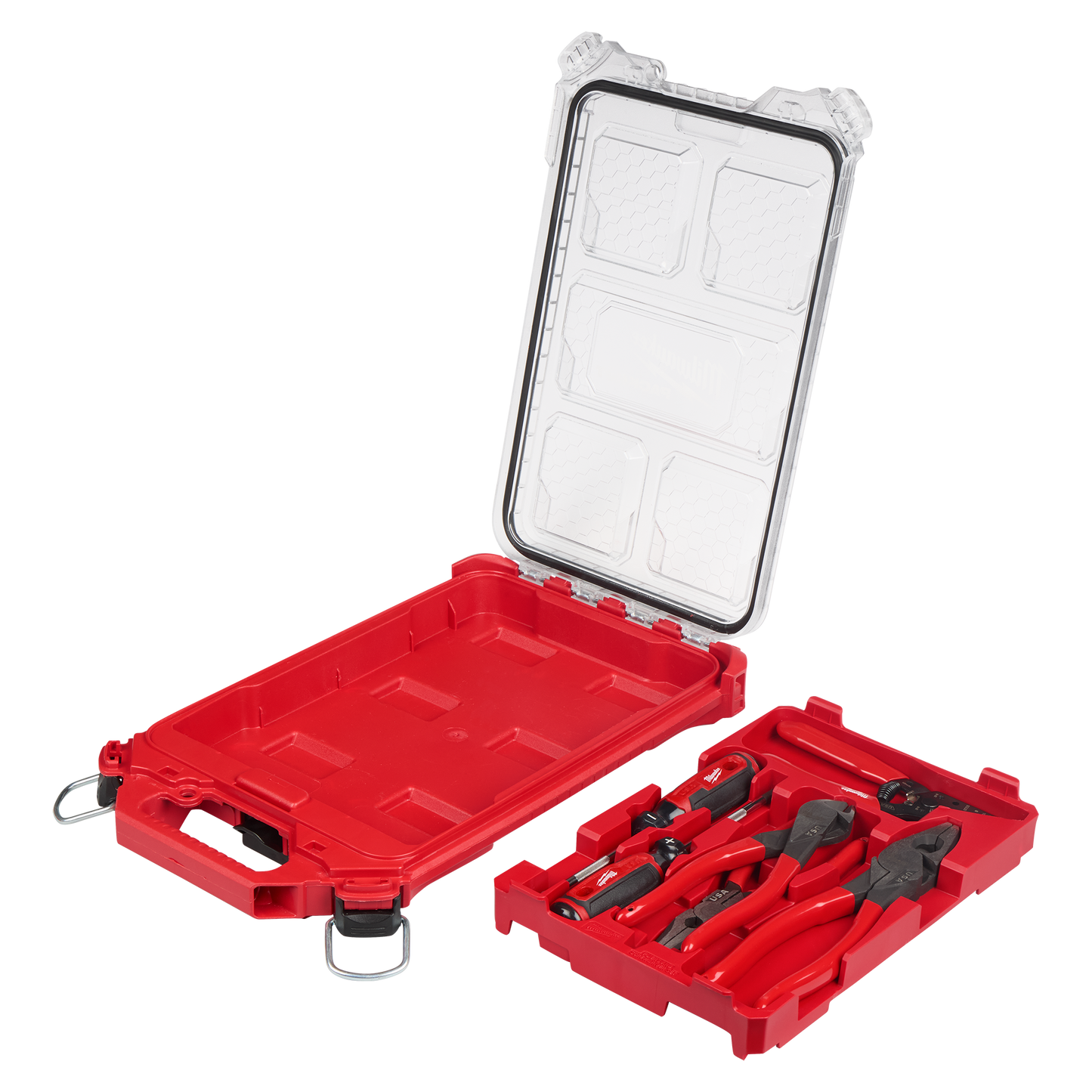 Milwaukee 6 PC. Dipped Grip Pliers, Wire Stripper, & Cushion Grip Screwdrivers Set(USA) w/ PACKOUT™ Low-Profile Compact Organizer