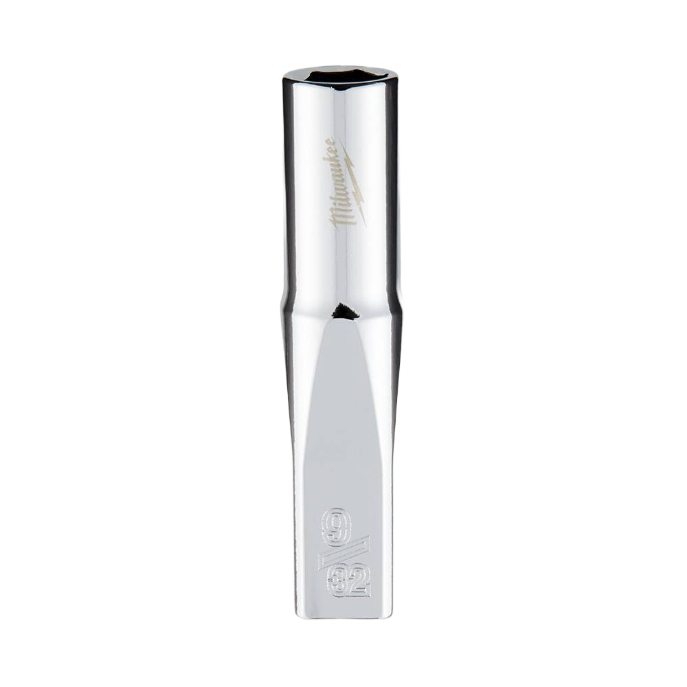 Polished steel 9/32-inch six-point socket with FOUR FLAT™ sides for secure grip in hand tool and woodworking sets