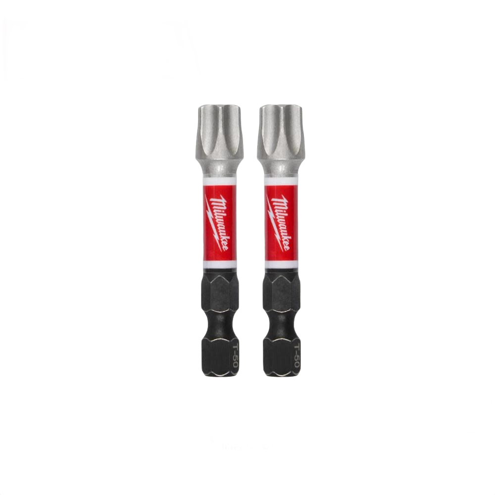 Pair of 2-inch impact-duty T50 bits with durable SHOCKWAVE™ design for power tool accessories and home improvement tasks