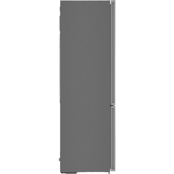 Slim freestanding white fridge-freezer with bottom freezer and glass finish, designed for modern kitchen appliances collections