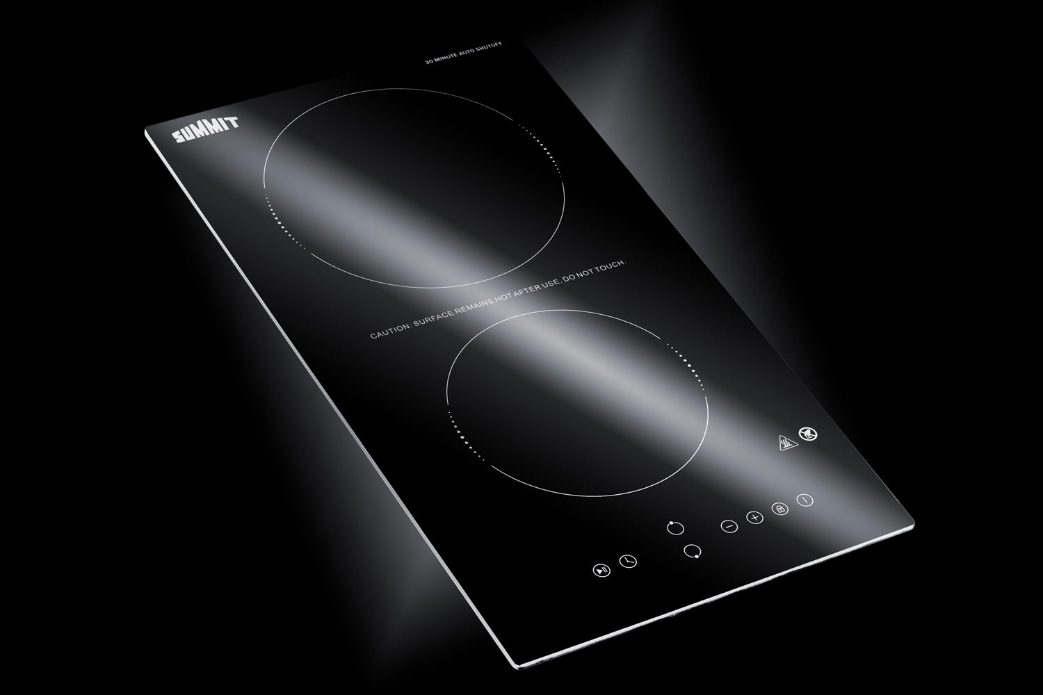Black 12-inch radiant cooktop with two burners and touch controls, part of kitchen and appliances collection