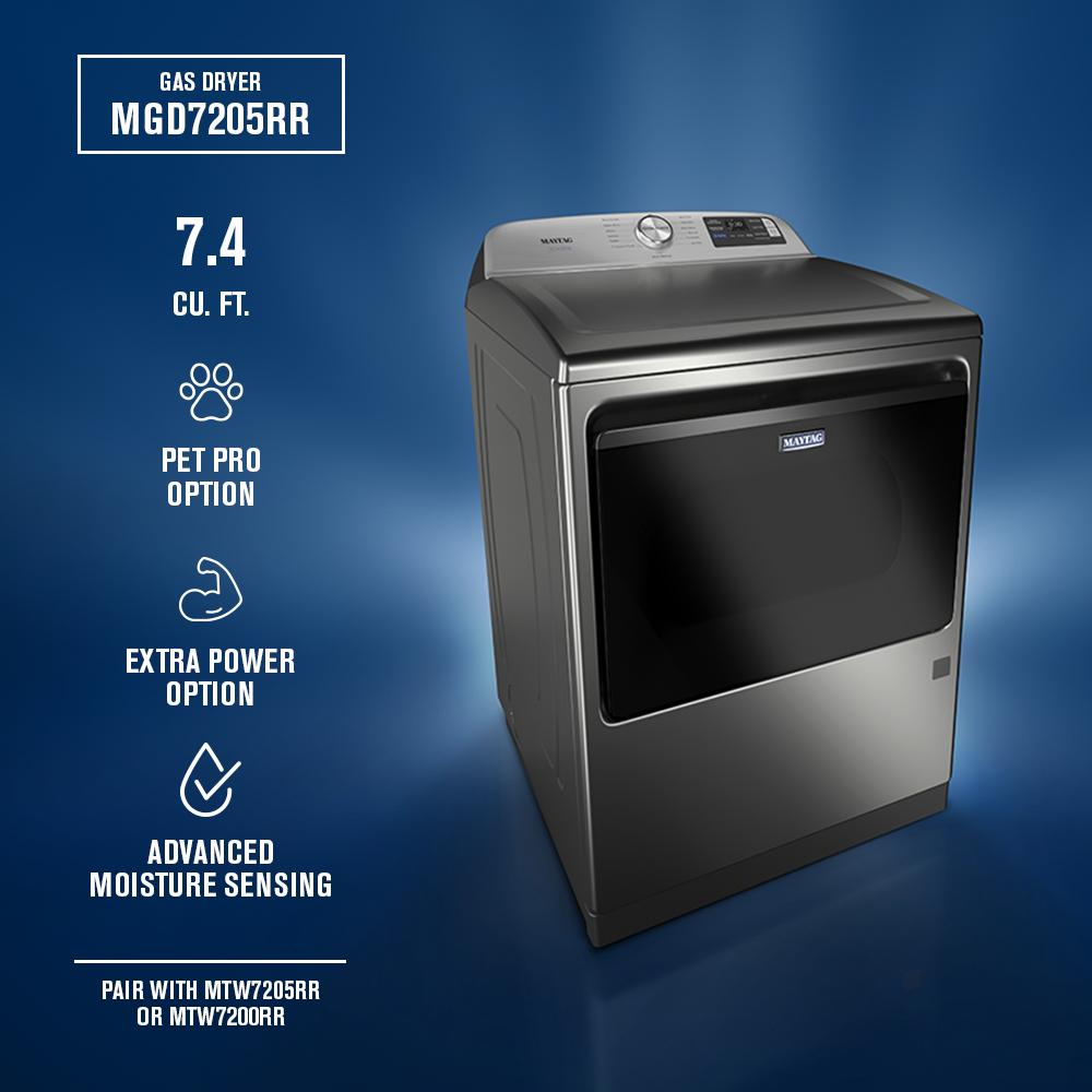 7.4 Cu. Ft. Pet Pro Top Load Gas Dryer with Extra Power and Sanitize Cycle
