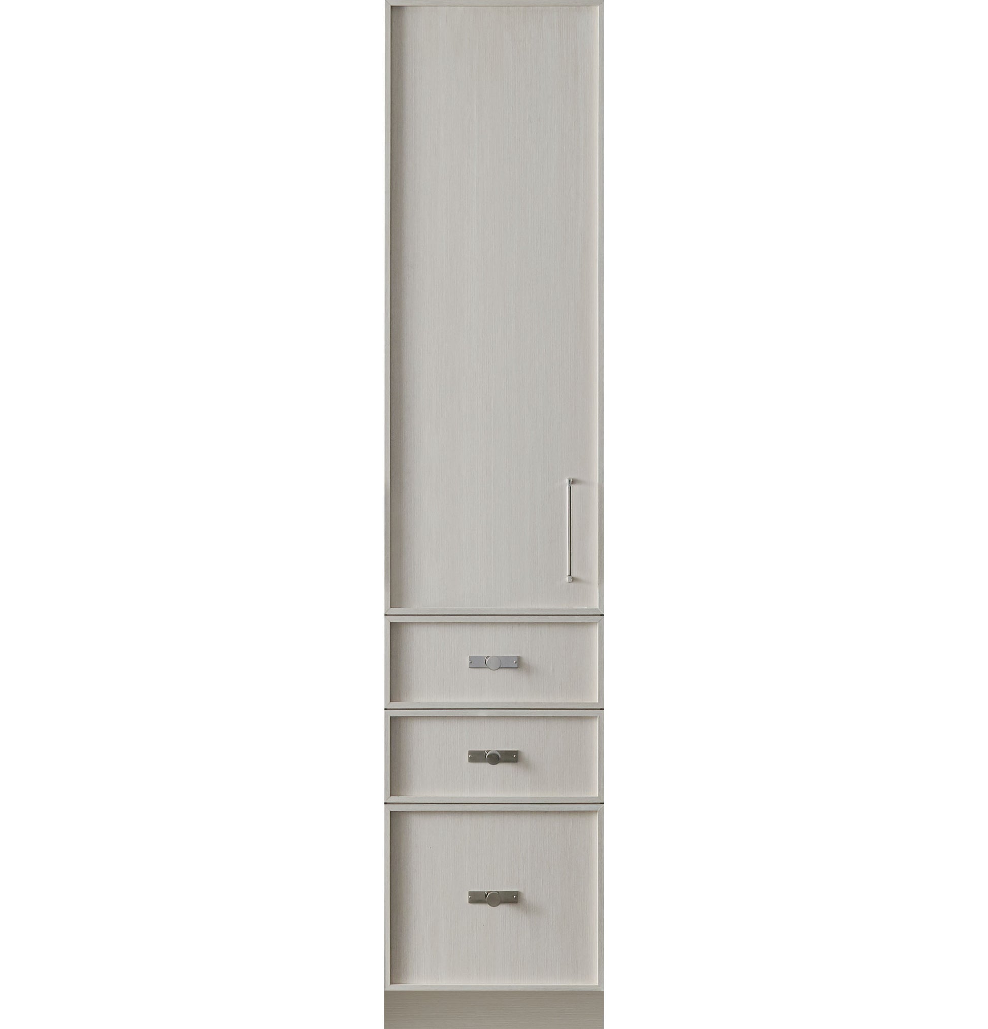Slim panel-ready integrated column freezer with light wood finish and multiple drawer storage in kitchen appliances collection