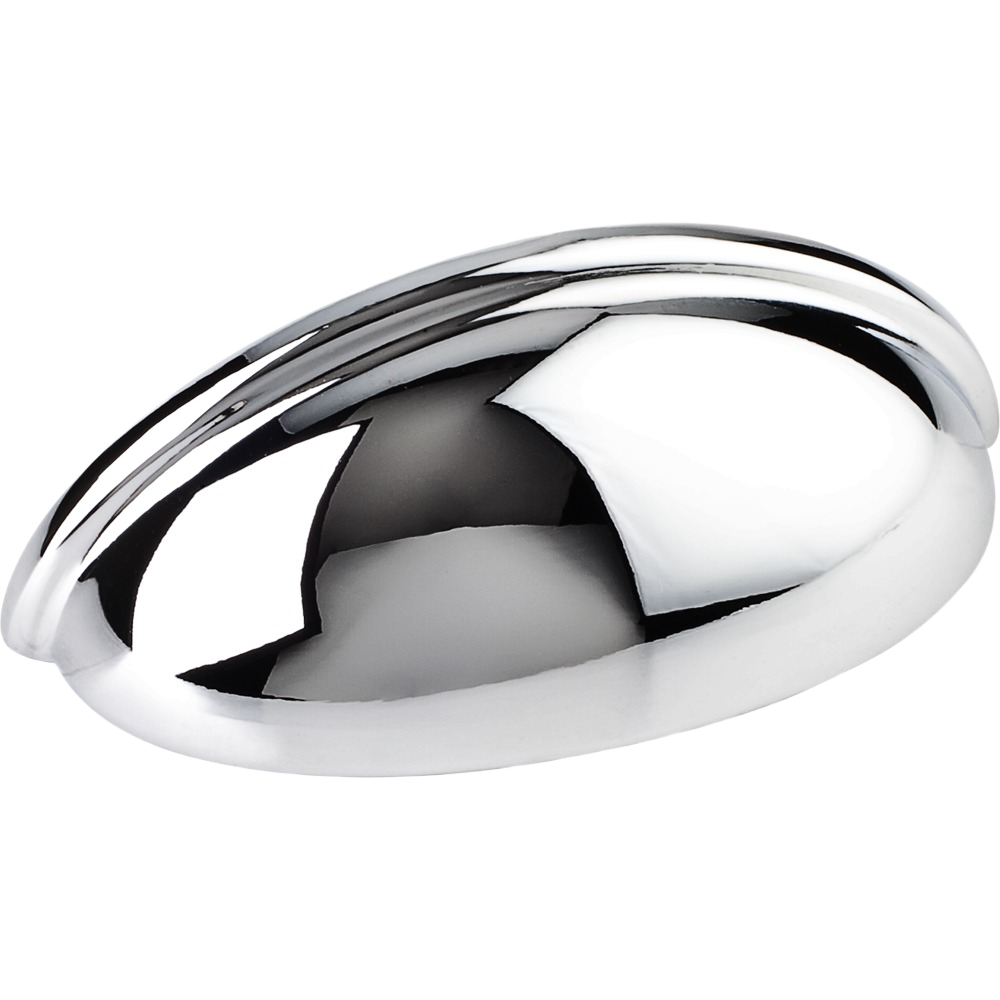 Polished chrome cup pull handle for cabinets and furniture in hardware and home improvement collections
