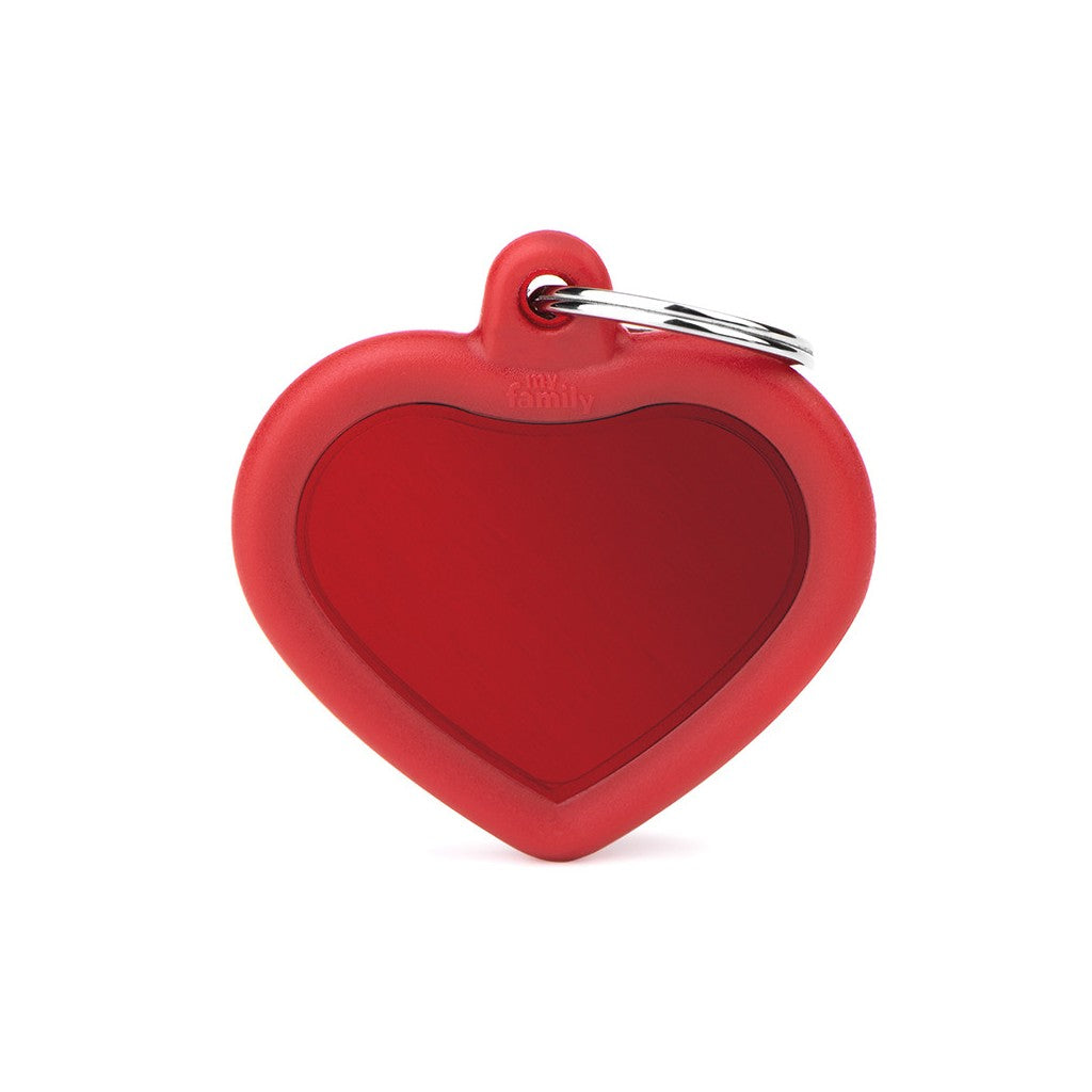 MyFamily Hushtag Red Aluminum Heart with Rubber Pet Tag
