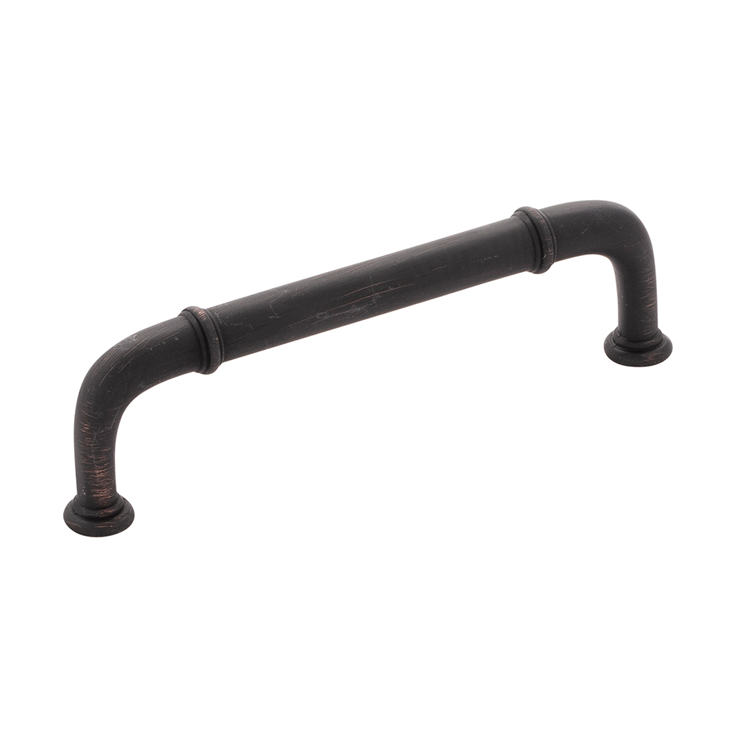 Vintage-style bronze cabinet pull with curved design for home improvement and hardware projects