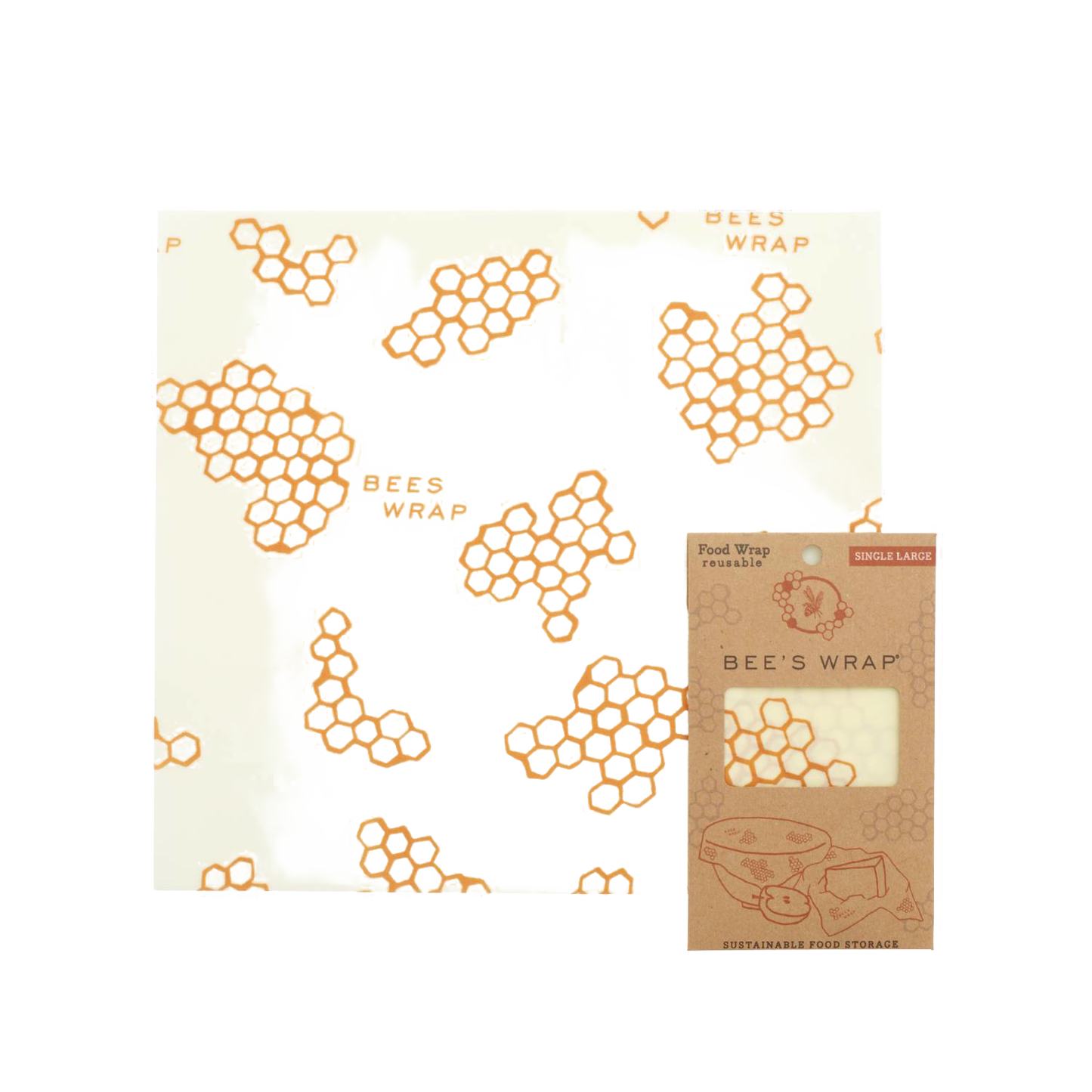 Large reusable beeswax food wrap with honeycomb pattern, eco-friendly storage for kitchen and food organization