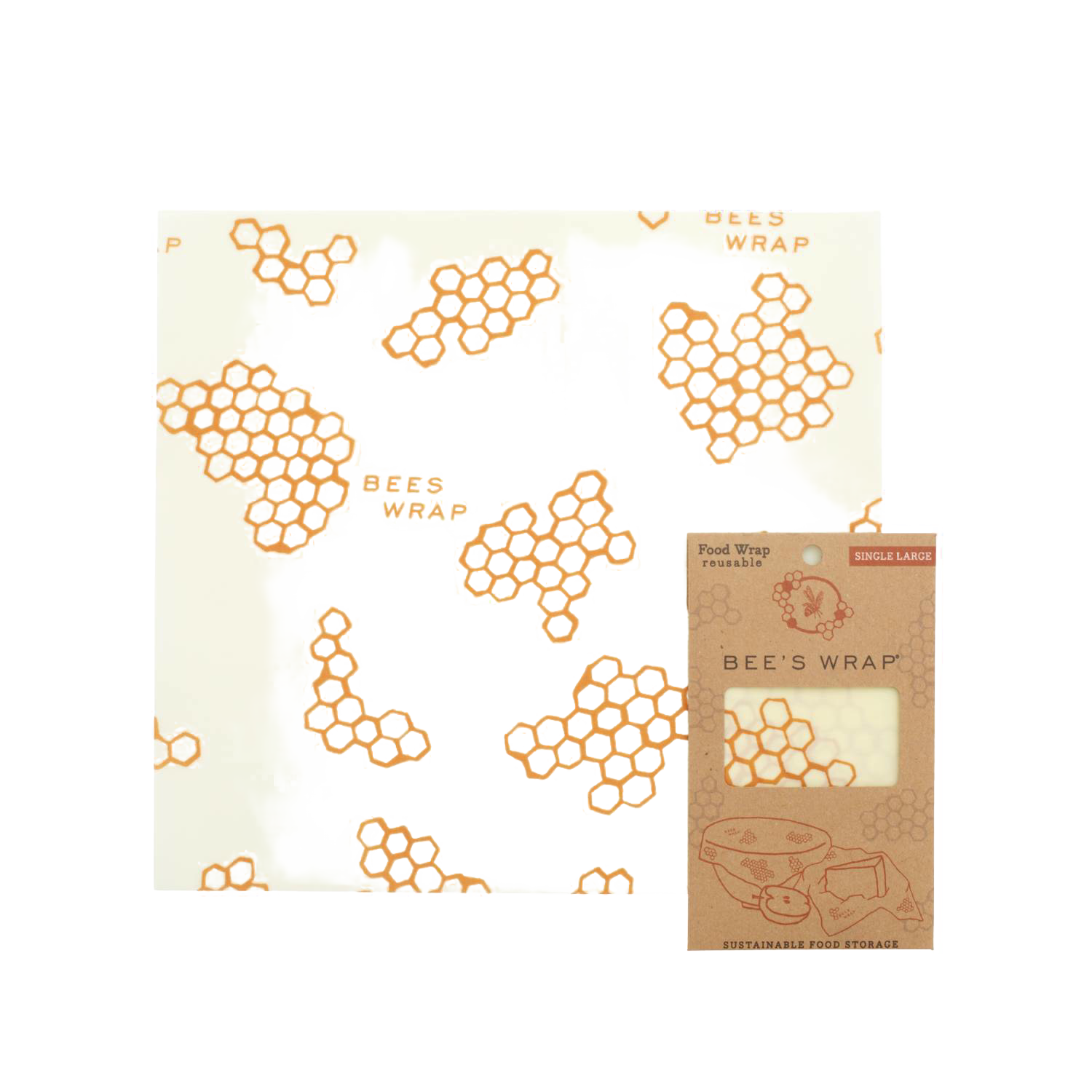 Large reusable beeswax food wrap with honeycomb pattern, eco-friendly storage for kitchen and food organization