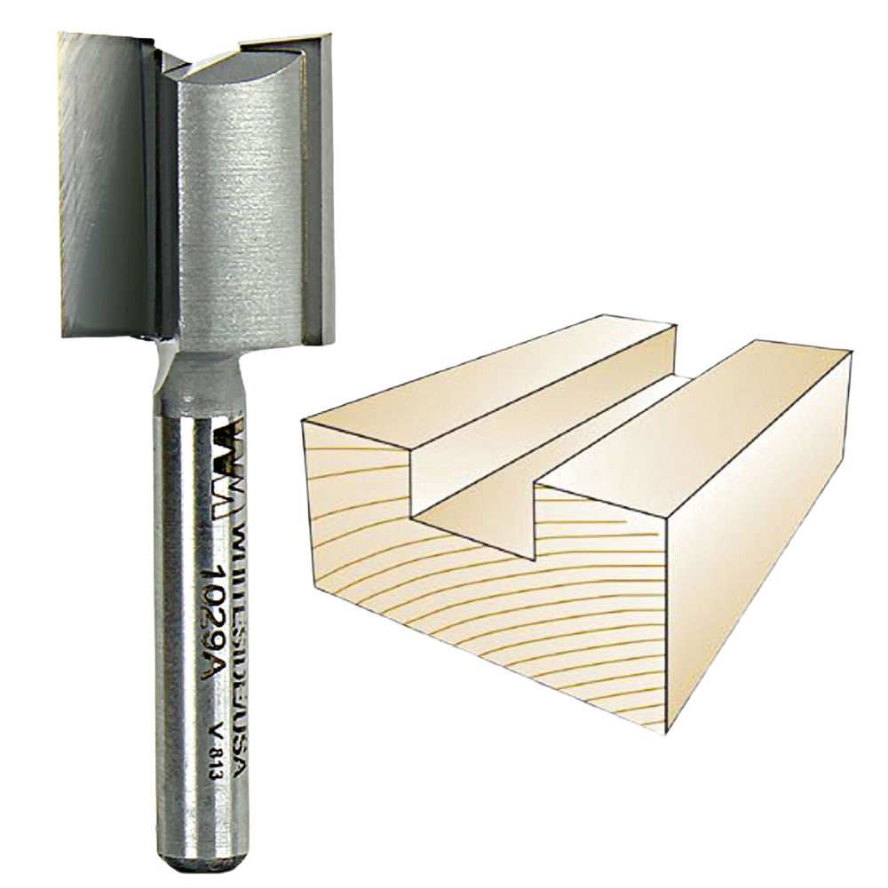 Silver straight router bit for dado cuts in plywood with wood groove illustration for tool accessories collection