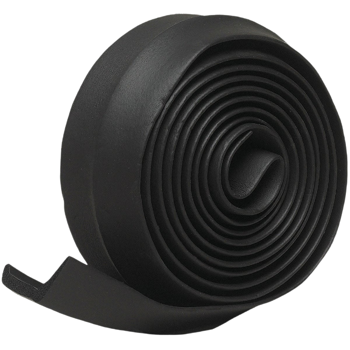Roll of black rubber weatherstrip designed for sealing garage doors in home improvement and hardware collections