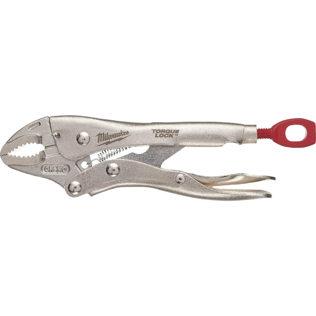 5-inch curved jaw locking pliers with torque lock mechanism and red loop handle for tools and home improvement tasks