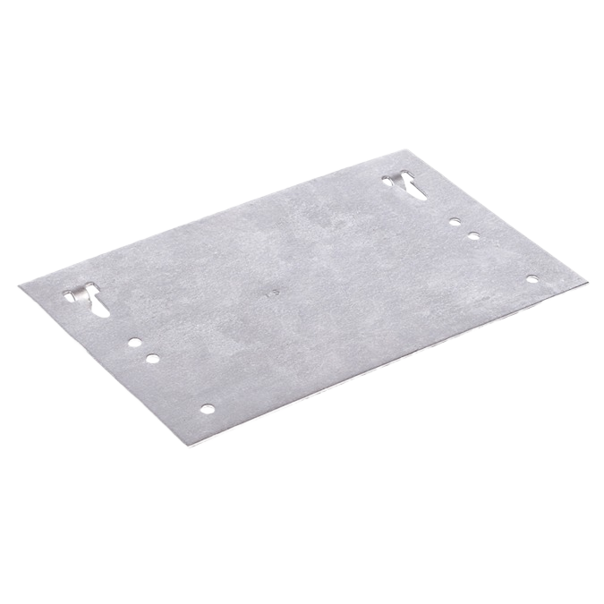 Flat rectangular metal mounting plate with multiple holes for secure attachment in home improvement projects