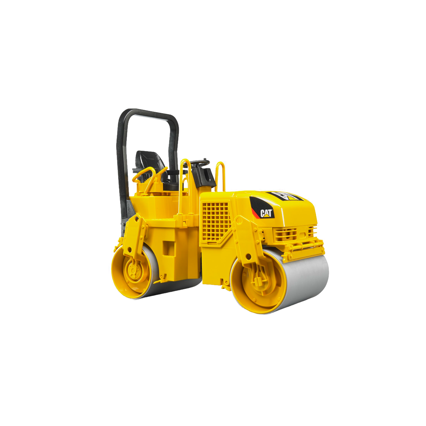 Yellow Bruder 1:16 scale CAT asphalt drum compactor toy, part of Vehicles & Remote Controlled Toys and Bruder Toys collections
